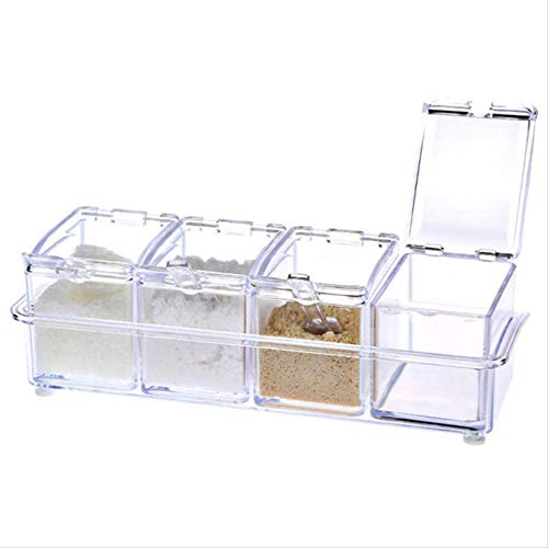 Vimmor 4pcs/Set Transparente Würze Mantel Regal Gewürz Töpfe Aufbewahrungsbehälter Cruet Gewürzgläser Mit Deckel Und Löffel Küchenutensilien Transparent