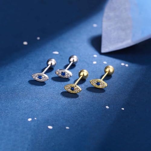 20G Tiny Evil Eye Stud Earrings for Women Silver Plated Hypoallergenic Cute Mini Small Screw Back Studs Cartilage Tragus Long Post Dainty Minimalist Jewelry Gifts3