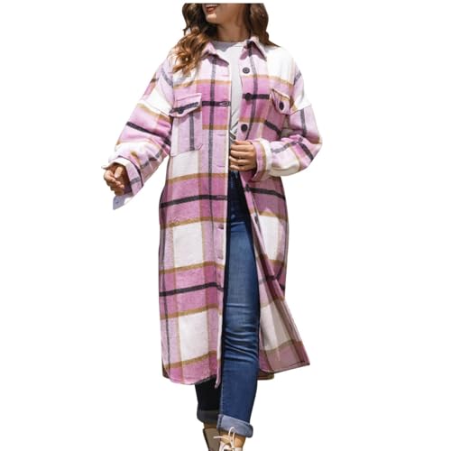 Plaid Coats for Women Winter Fall High Neck Long Jackets Coats Women 2025 Y2K