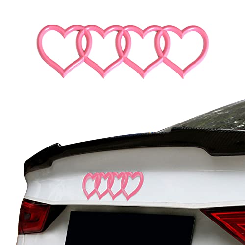 Audi 3D Badge Decal, Love Heart Logo Rear Trunk Emblem, Car Replacement 3D Sticker, Fit for Audi A3 A4 A5 A6 A8 TT R8 Q3 Q5 Q7 (Pink)