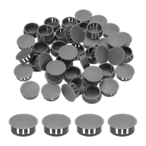 Image of MECCANIXITY 64PCS 28mm(1 1 /8 inch) Dark Grey Plastic Hole Plugs, Flush Type Panel Hole Plugs Insert End Caps for Locking Hole Tubes Furniture Cabinet