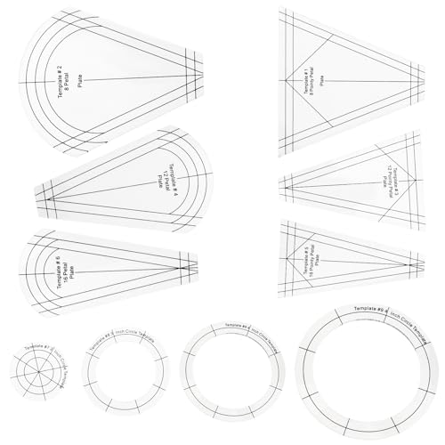 Règles en acrylique pour matelassage et patchwork (lot de 10) pour guide de couture
