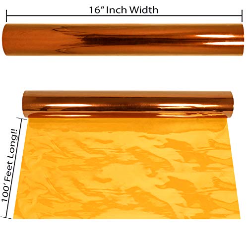 AnapoliZ Cellophane Wrap Roll | 100' Ft Long X 16' Wide | 2.3 Mil Thick Transparent Gold | Gifts, Baskets, Treats Wrapping Paper | Colorful Cello Decor, Party Decorations