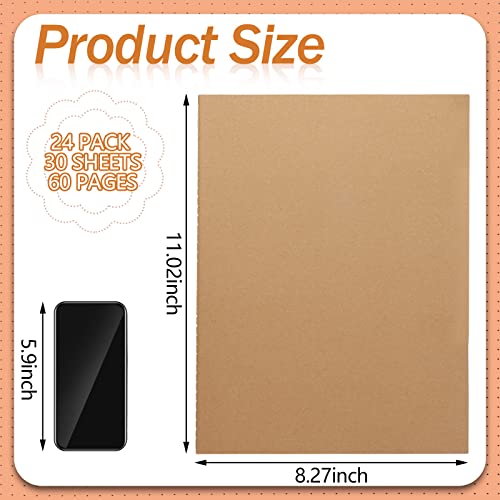 24 Pack Kraft Notebooks Bulk Set Large Kraft Brown Cover Notebooks 8.5 X 11 Inch 60 Pages Subject Notebooks For Students Office School Notes Writing Supplies (Dotted Grid) #TOP1