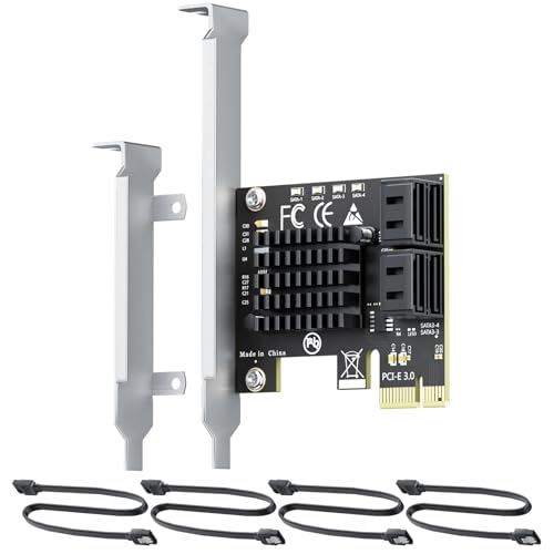 Image of 4-Port SATA Expansion Card (PCIe 3.0 x1 to 6Gbps SATA Card), Supports OS Boot, Compatible with Windows /Mac /Linux /NAS