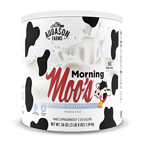 Augason Farms Morning Moo's Low Fat Milk Alternative 56 oz #10 Can & Buttermilk (No Leavening) Biscuit Mix 2 lbs 15 oz No. 10 Can, 5-80410 #2