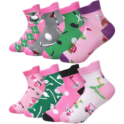 Bonuci 8 Pairs Golf Socks Gifts Women Men Funny Athletic Novelty Socks for Golf Lover Golf Ball Party Gift