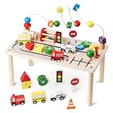KDSFT Activity Table for 1 Year Old, 8 in 1 Multi-Colorful Montessori Toys, Baby Activity Table with Bead Maze & Shape Sorter, Toddler Sensory Educational Learning Toys for Birthday Gift Boys Girls