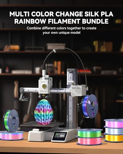 Image of JAYO 3D Printer Filament Bundle, PLA Silk Filament Bundle Multicolor, Shiny Silk PLA Filament 1.75mm, Fast Color Change Rainbow, 250g Spool, 8 Rolls, 2kg in Total