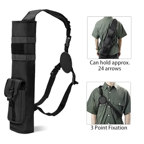 Bolsa trasera para carcaj de flechas con prácticos bolsillos multiusos para tiro con arco 7