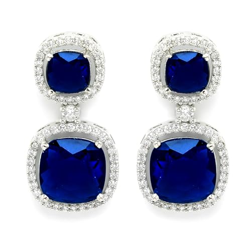 Image of Karatcart Elegant Silver Plated Blue American Diamond Necklace Set for Women