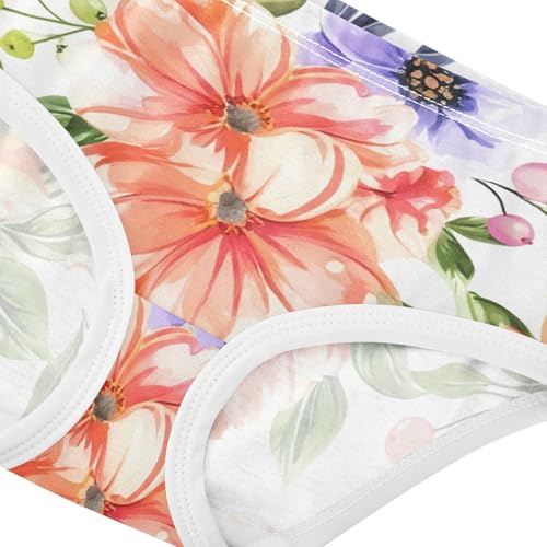 Artistic Girls Underwear Toddlers 2t Cotton Cute Panties Girl Colorful Floral Flowers White Briefs Girls Undies4