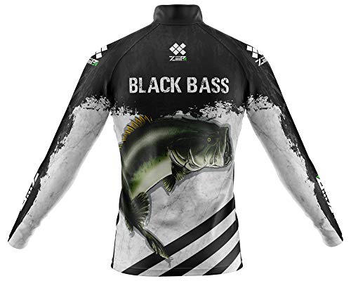 Camisa De Pesca Ziiip Protecao Solar Uv 50 Cp030pt Black Bass
