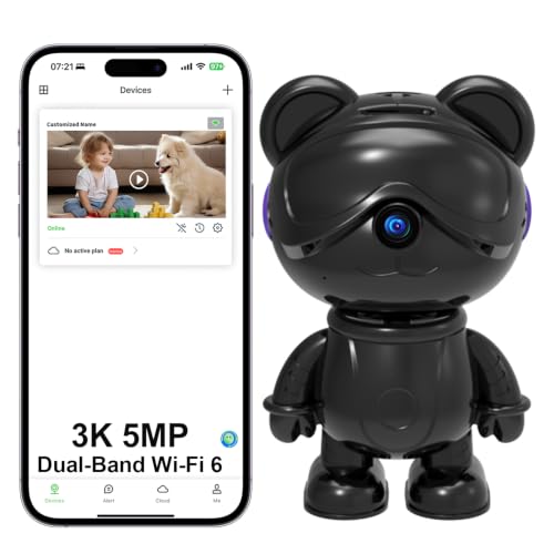 3K-Indoor-Camera-Robot-Black-Bear-Baby-Monitor-Pet-Camera-for-Home 3K Indoor Camera Robot, Black Bear Baby Monitor & Pet Camera for Home - Image 1