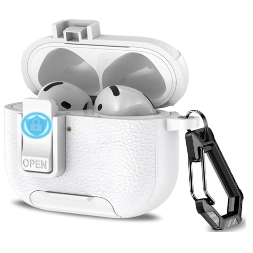 Image of for Leather AirPods Pro 3 Case 2025 | Cute iPod Air Pods Pro 3 Case with Magnetic Lock | with Phone Holder & Keychain | Airpods 3 Pro Cases for Man Women(Model A2700 /A2931)(White)