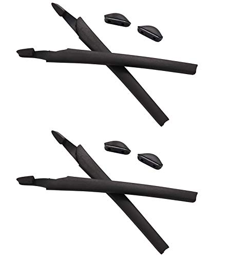 NicelyFit Replacement Kit of Temple Ear Socks Nose Pads for Oakley Crosslink Pro Sweep Switch Glass Frames (Black - 2 Sets)