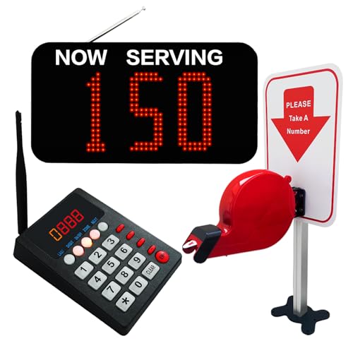 CYSSJF Queue Calling System | Number Calling System with 1 Standing Ticket Dispenser | Queue Management Now Serving Number Calling Queue Ticket Number Call System Restaurant Pager（English Voice）