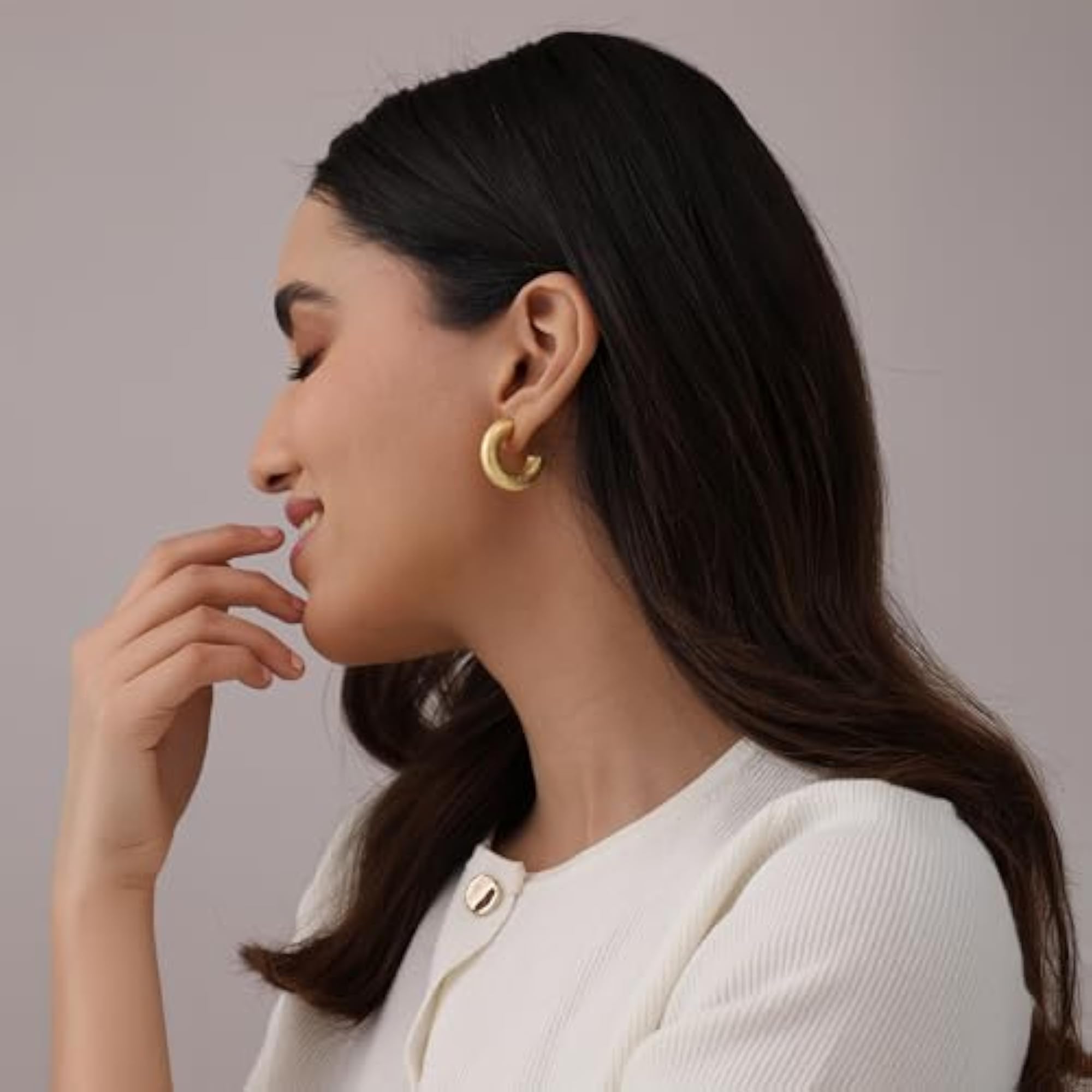Women's 925 Sterling Silver BIS Hallmarked Half C Hoops Earrings, Elegant Style