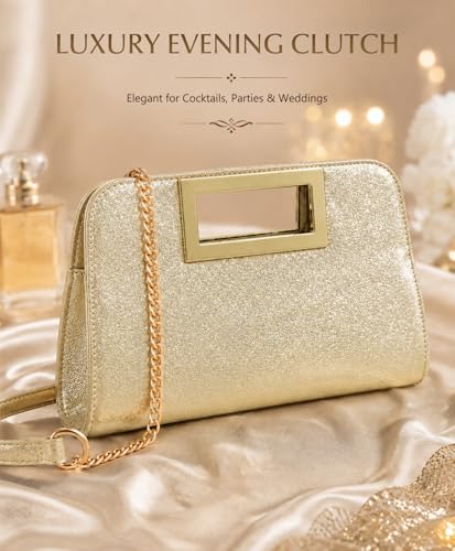 Image of VASCHY Clutch Purse for Women,Fashion Vegan Leather Cut-Out Handle Evening Handbag Crossbody Shoulder Bag for Wedding,Party