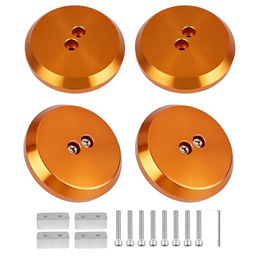 Image of Corvette Jack Pucks, Orange | Billet Anodized Aluminum, Compatible with Corvette C5 C6 C7 C8 & Porsche 911 Boxster Cayman 944 964 993 996 997