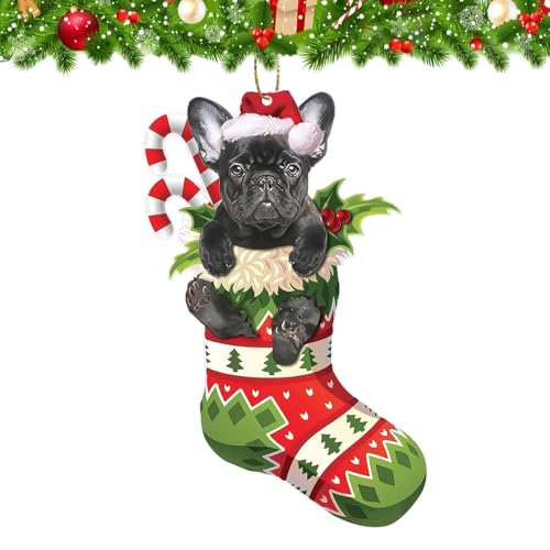 Ornamenti per Albero di Natale a Forma di Cane, Decorazioni Natalizie da Appendere, Decorazione Natalizia in Acrilico 2D, Ornamento Natalizio per Cani Divertenti, Decorazioni per Albero di Natale (C)