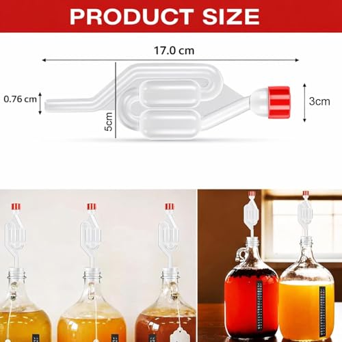 Image of S-Shape Fermentation Airlock for Home Brewing Plastic Bubbler with Dust Cap for Wine Making, Beer, Kombucha & Kimchi Airlock Fermentation Tube for Wine Making kit (L 17cm*W 3cm*H 0.76cm, 2Pcs)