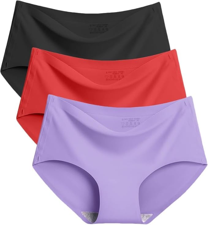 louryn koulyn Women's Multicolor Seamless Hipster Ice Silk Panty Pack of 3-picture-55
