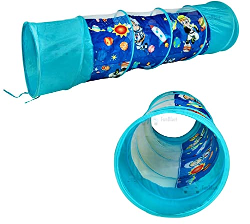 FunBlast Space theme Tunnel Tent for Kids, Foldable Outdoor Tunnel for Toddlers, 6 Feet Long theme Tunnel Tent for Kids, Girls and Boys, Pop-Up Activity Toys (Multicolor)