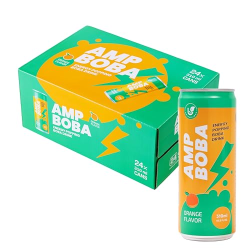 Image of Hojalicious - AMPBOBA Energy Popping Boba Drink (Case of 24, Orange)