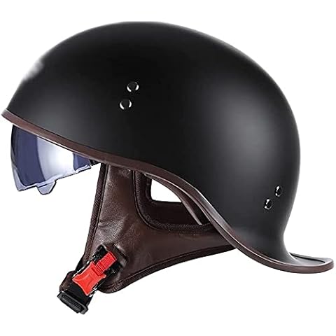 ABDOMINAL WHEEL Adult Retro Motorcycle Half Helmet,DOT Certification Skull Cap,Vintage Motorcycle Half Helmet,Open Face Moped Helmet,Cruiser Scooter Crash Helmet,Retro Baseball Cap D,M=57~58CM Cover