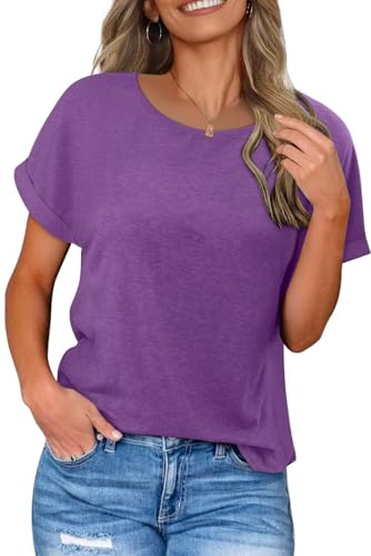 KISSMODA Summer Short Sleeve T Shirt Loose Fit Casual Dressy Women Top 2025 Trendy Ladies Fashion Blouses(S-3XL)