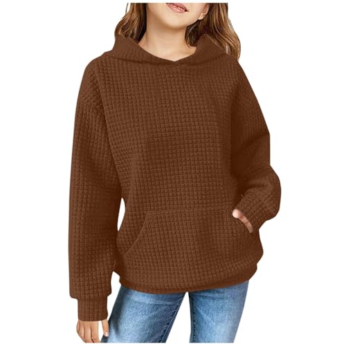 DDAPJ pyju Waffle Hoodies for Girls 2025 Fall Fashion Hooded Sweatshirts Long Sleeve Comfy Casual Pullover Tops with Pocket2