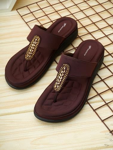 Image of HEALTH FIT EXTRA SOFT Women's Comfortable Memory Foam Doctor Slippers /Flip-Flops|Fashionable Casual & Stylish|Lightweight & Breathable|Outdoor Synthetic Casual Chappals Sandals Ladies & Girls HF23