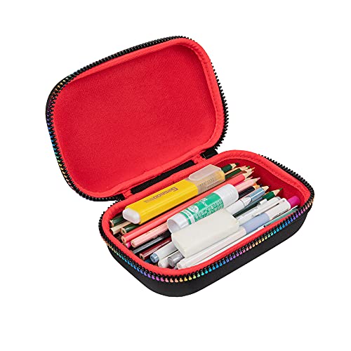 Image of ZIPIT Black & Rainbow Pencil Box for Girls, Cute Pencil Case for School, Large Capacity Stationery Organizer Box