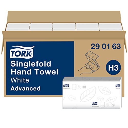 Tork Zickzack Papierhandtücher Advanced 290163 - H3 Falthandtücher für Papierhandtuchspender - saugfähig und reißfest, 2-lagig, weiß, groß - 15 x 250 Tücher