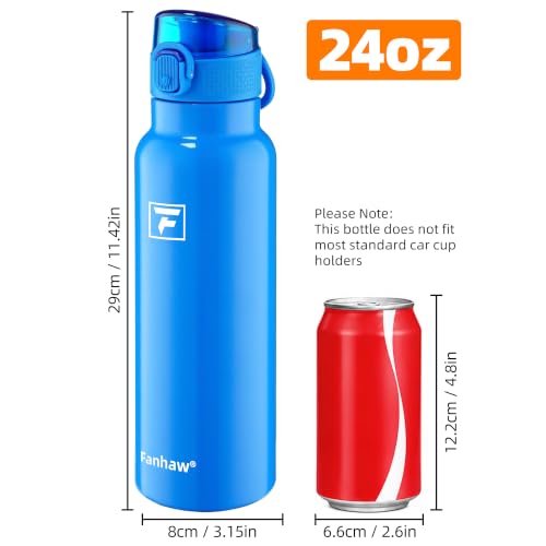 Image of Fanhaw 24 oz Insulated Water Bottle with Soft Silicone Spout Lid, Leakproof Stainless Steel Vacuum Bottle for School, Sports& Daily Use, Kids, Teens& Adults, Back to School Essentials (Sky Blue)