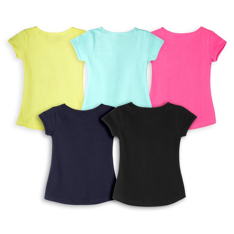 Image of Real Basics Girl's Regular Fit Half Sleeve Multicolor Tshirts Combo Pack (Set of 5)
