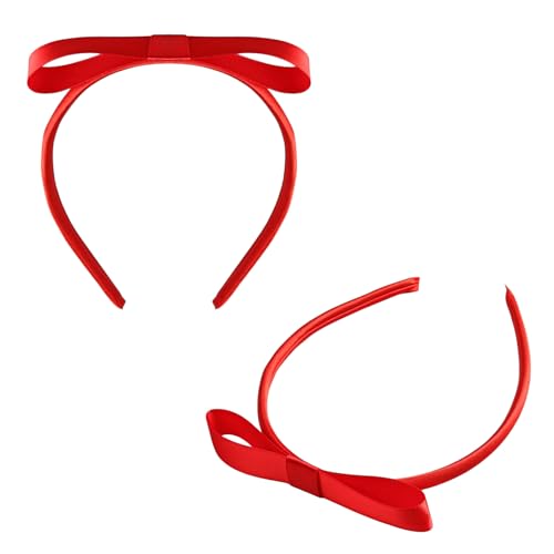 Lot de 2 serre-têtes rouges avec nœud - Grand nœud rouge - Tendance - Élégant nœud rouge - Pour femmes et filles - Pour la Saint-Valentin, le cosplay,...
