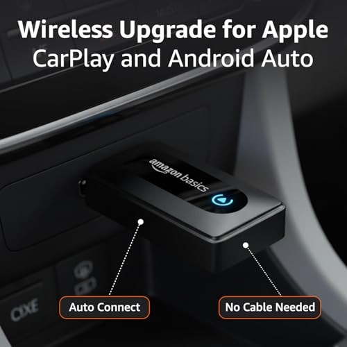 Image of Amazon Basics Car Play | Converts Wired Auto Android & CarPlay to Wireless | Bluetooth Connectivity | Only for Cars with OEM Installed Wired Android Auto /CarPlay | Black