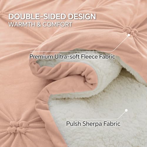 Image of BEDELITE Fluffy Sherpa Queen Comforter Set,Pintuck-Dusty Pink
