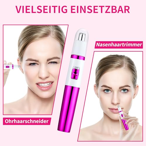 Nasenhaartrimmer Frauen, Damen Schmerzloser Ohr- und Nasenhaartrimmer für Frauen, Augenbrauen...