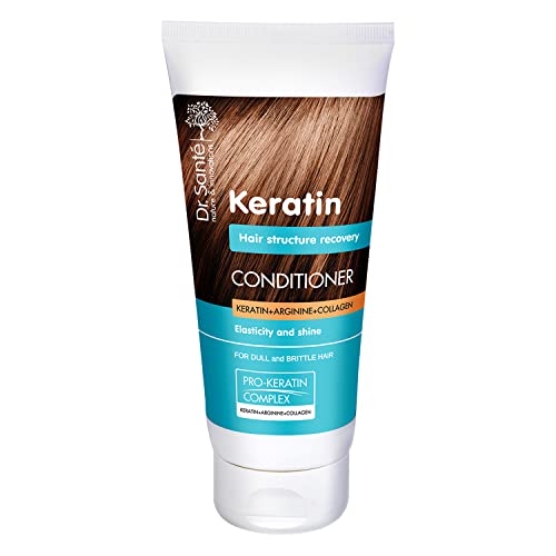 Dr. Santé Keratin - Acondicionador para el cabello, colágeno y arganina, regeneración profunda, 200 ml, 0% parabenos y aceites minerales