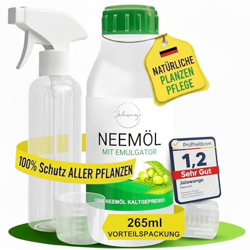 Neemöl mit Emulgator 265ml [Vorteilspackung]| SCHUTZ ALLER PFLANZEN - SPRÜHFERTIG - GEPRÜFT NOTE 1,2 | Neemöl Spray für Schädlingsbekämpfung...
