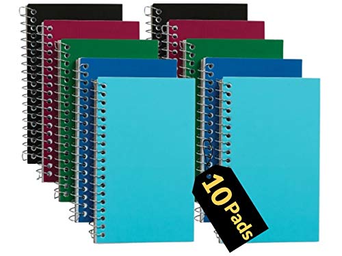 1InTheOffice Wirebound Spiral Memo Books, Memo Pads, 3" x 5", College Ruled, Small Notepad 3x5, Assorted, 75 Sheets/Pad, 10 Pads/Pack