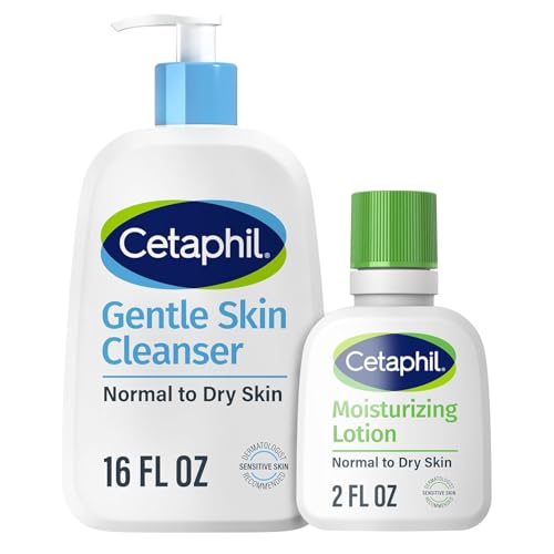 Image of Cetaphil Gentle Cleanser, Hydrating Face Wash, 16oz + Travel Lotion, 2oz 18 Fl Oz (Pack of 12)