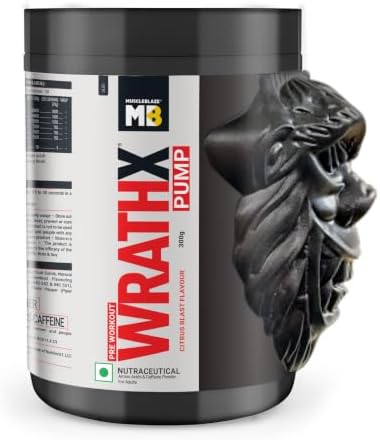 MuscleBlaze Pre Workout WrathX PUMP Powder, Citrus Blast, 300g