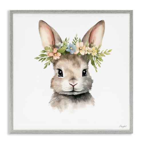 Giclée encadrée Woodland Rabbit Stupell Industries : impression d'art gris