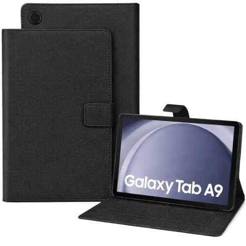 Image of Cover for Samsung Galaxy Tab A9 8.7 Inch, Leather Flip Stand Case, Stand Function, Professional Theme [SM-X110 /X115 /X117] (Black)