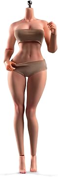 1/6 Scale Female Body, 12inch Super Flexible European Body Strong Muscle Makeup Version Detachable Feet Action Figure Seamless Large Bust Figure Body Collectble Suntan Skin