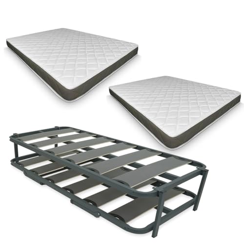 Duérmete Online   Cama Completa con 2 Colchones Visco Fresh (Cara Invierno/Verano) + Cama Nido Reforzada, 90 x 190